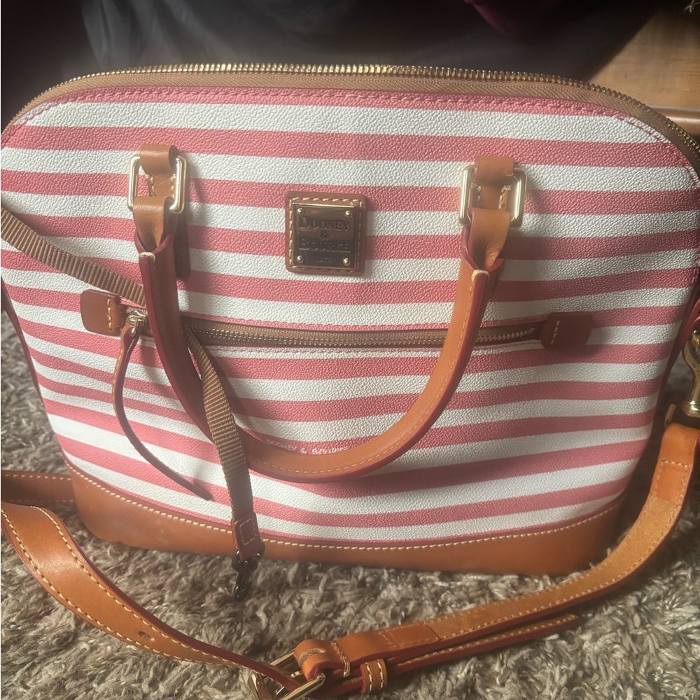Dooney & Bourke Pink and Tan Striped Satchel